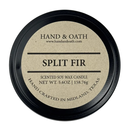 Split Fir candle label for Hand & Oath