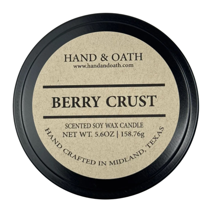 Berry Crust candle label for Hand & Oath