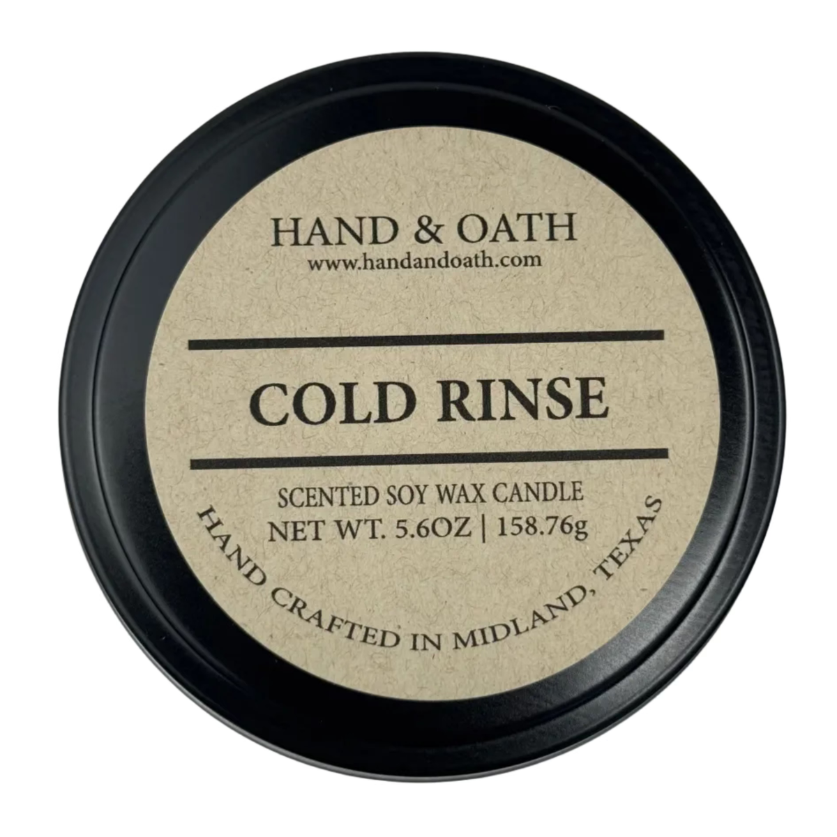 Cold Rinse candle label for Hand & Oath